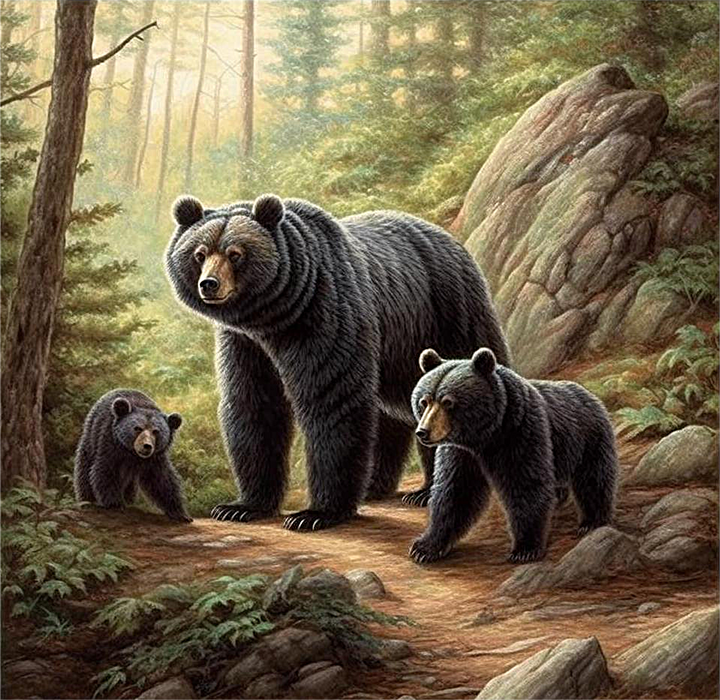 Bear Paint By Numbers Kits UK MJ2167