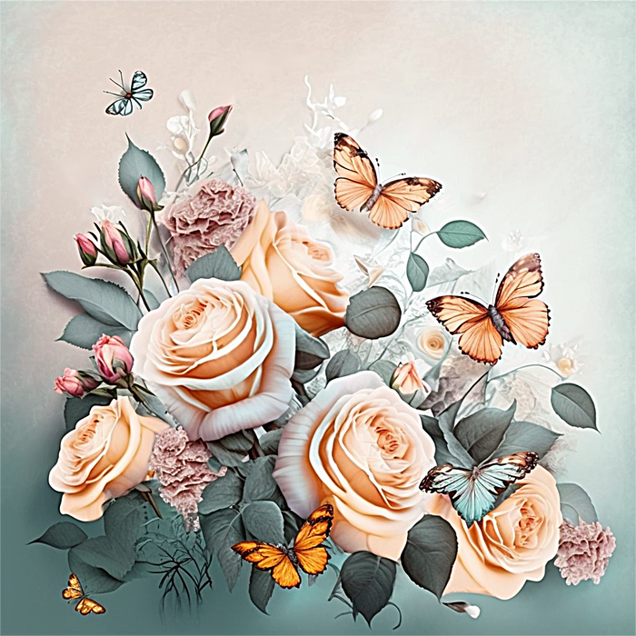 Flower Paint By Numbers Kits UK MJ2469