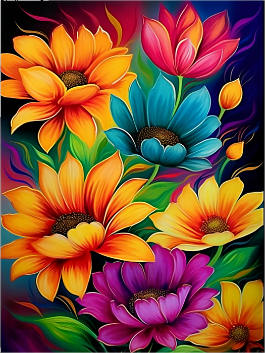 Flower Paint By Numbers Kits UK MJ2509