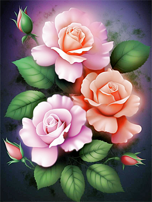 Flower Paint By Numbers Kits UK MJ2513