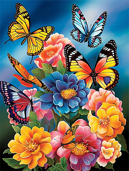 Flower Paint By Numbers Kits UK MJ2534