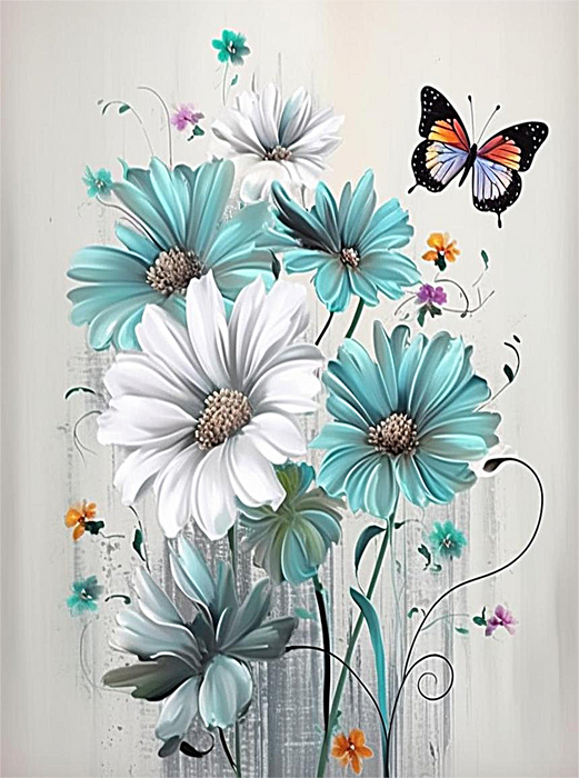Flower Paint By Numbers Kits UK MJ2542