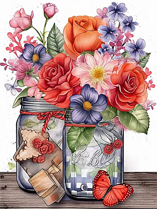 Flower Paint By Numbers Kits UK MJ2545