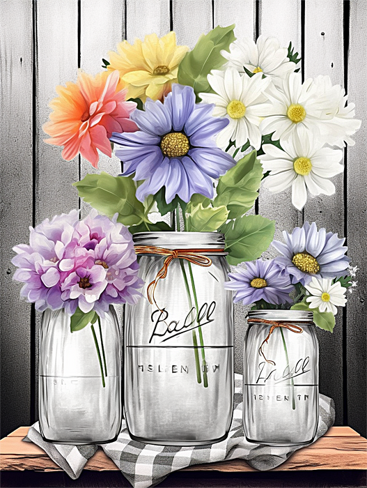 Flower Paint By Numbers Kits UK MJ2554