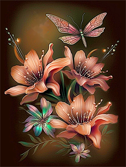 Flower Paint By Numbers Kits UK MJ2558