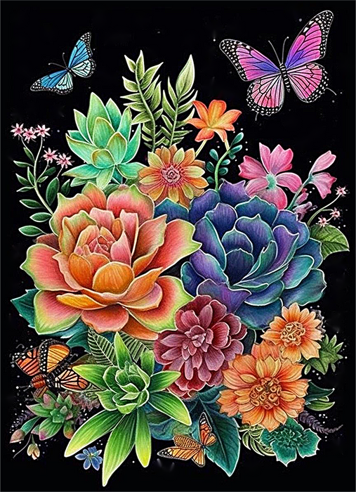 Flower Paint By Numbers Kits UK MJ2559