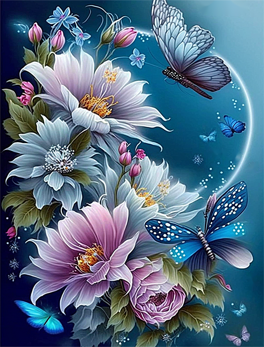 Flower Paint By Numbers Kits UK MJ2564