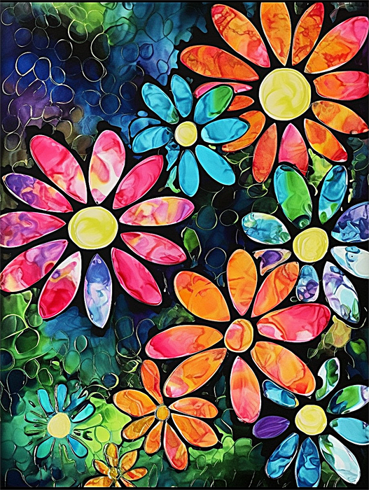 Flower Paint By Numbers Kits UK MJ2566