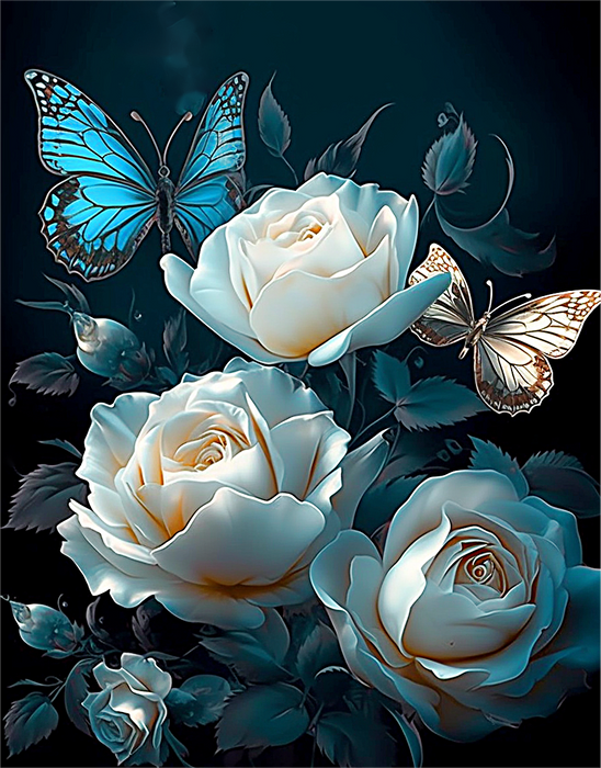 Flower Paint By Numbers Kits UK MJ2568