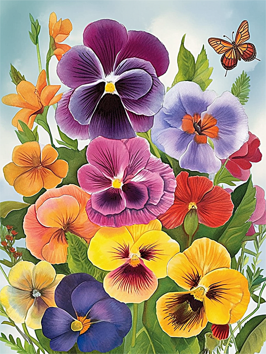 Flower Paint By Numbers Kits UK MJ2584