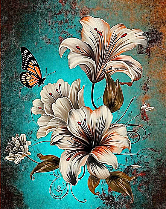 Flower Paint By Numbers Kits UK MJ2597