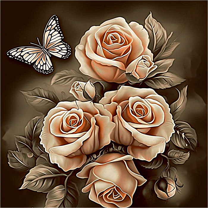 Rose Paint By Numbers Kits UK MJ2666
