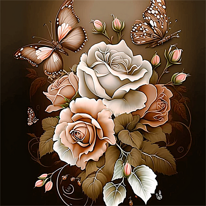 Rose Paint By Numbers Kits UK MJ2669