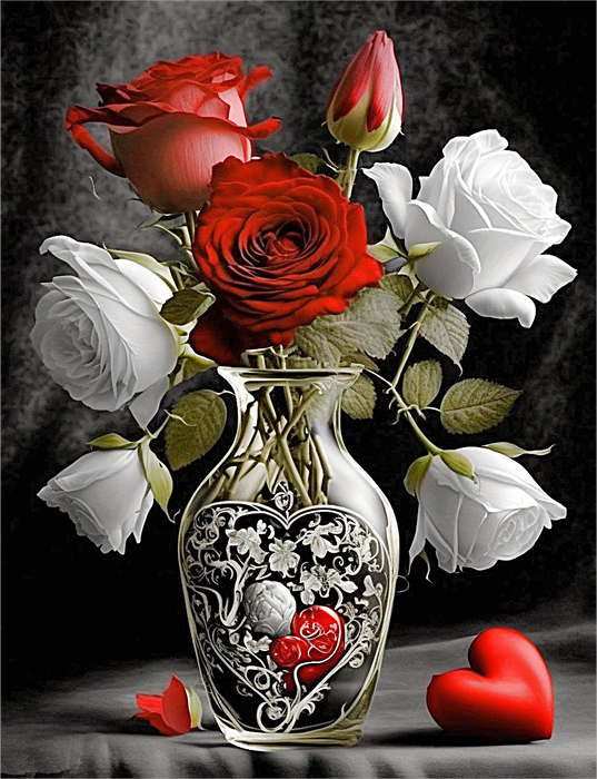 Rose Paint By Numbers Kits UK MJ2681