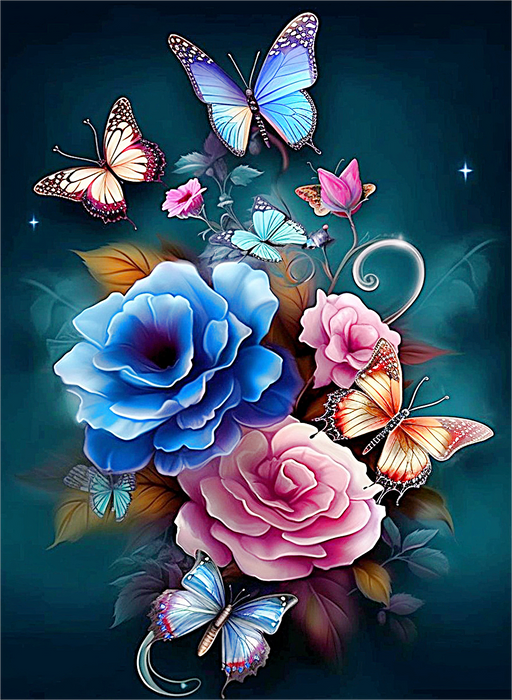 Rose Paint By Numbers Kits UK MJ2712