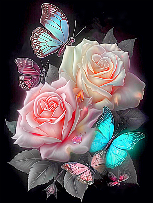 Rose Paint By Numbers Kits UK MJ2713