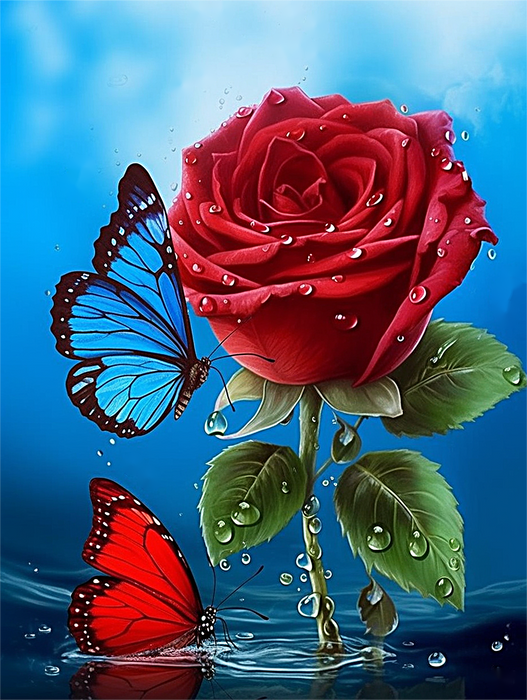 Rose Paint By Numbers Kits UK MJ2714