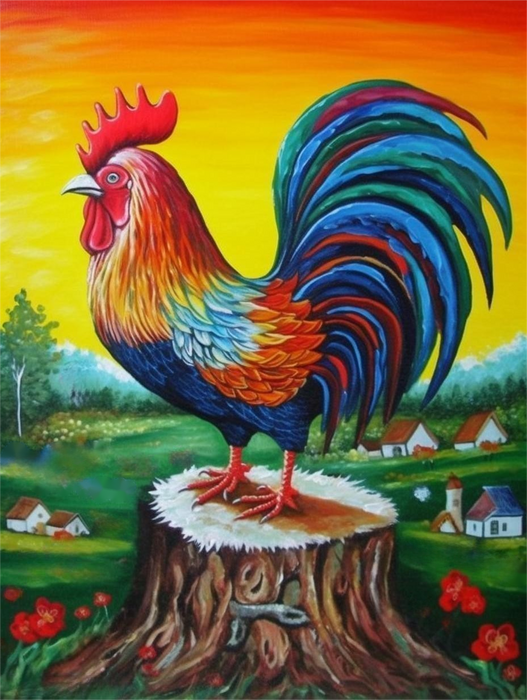 Chicken Diy Paint By Numbers Kits UK For Adult Kids MJ2808