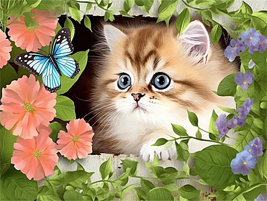 Cat Diy Paint By Numbers Kits UK For Adult Kids MJ2884