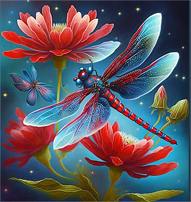 Dragonfly Diy Paint By Numbers Kits UK For Adult Kids MJ2891