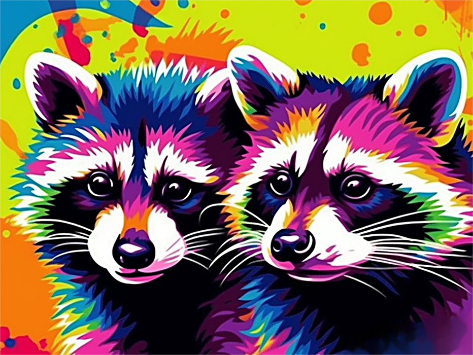 Raccoon Paint By Numbers Kits UK MJ7013