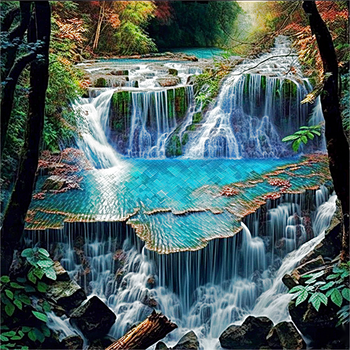 Waterfall Diy Paint By Numbers Kits UK For Adult Kids MJ7194