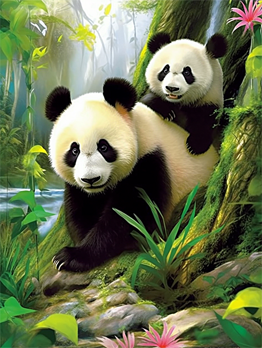 Panda Diy Paint By Numbers Kits UK For Adult Kids MJ8085