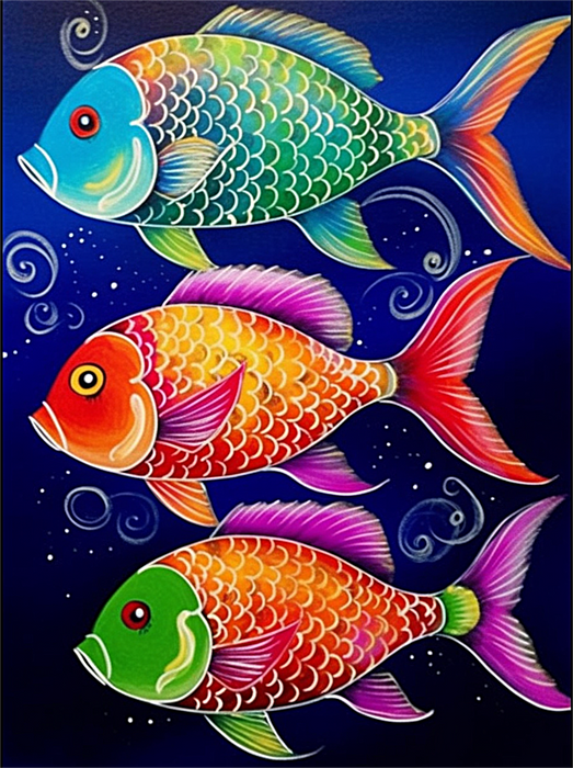 Fish Paint By Numbers Kits UK MJ8119