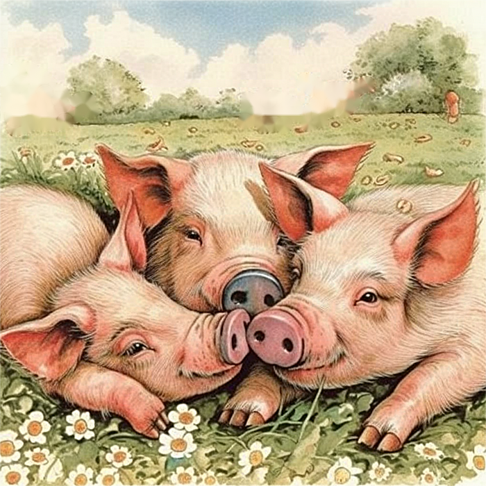 Pig Diy Paint By Numbers Kits UK For Adult Kids MJ8178