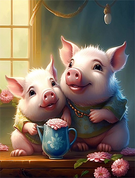 Pig Paint By Numbers Kits UK MJ8187