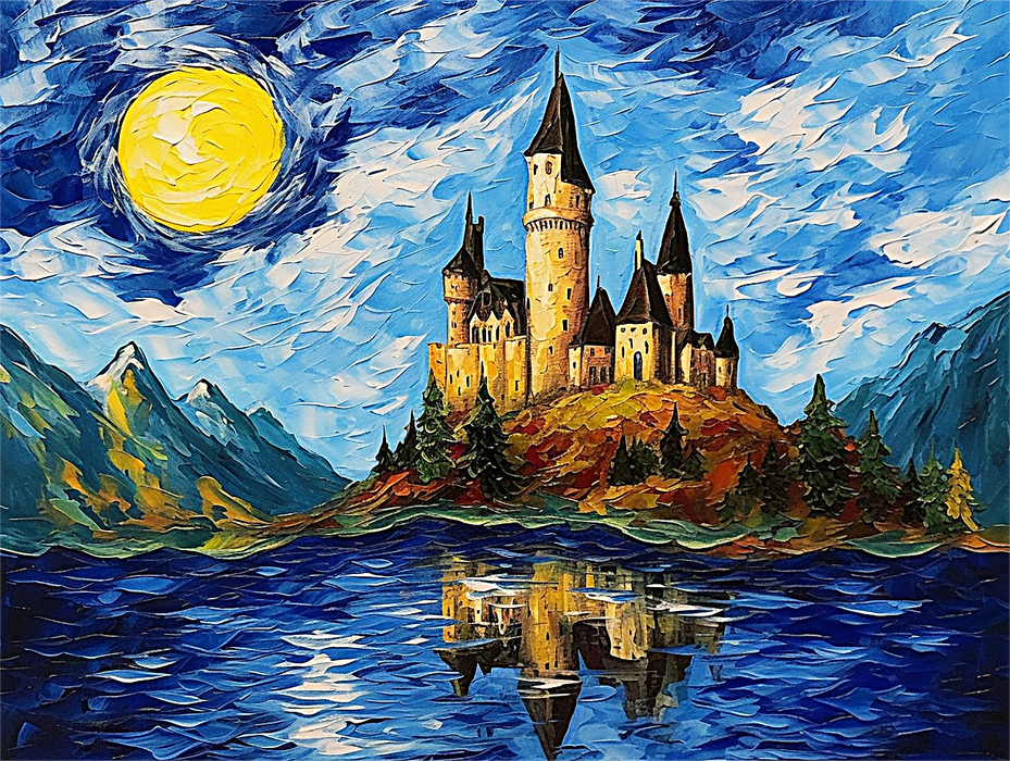 Castle Diy Paint By Numbers Kits UK For Adult Kids MJ8392