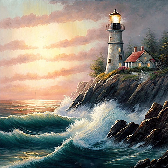 Lighthouse Diy Paint By Numbers Kits UK For Adult Kids MJ8419