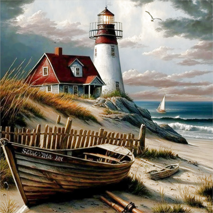 Lighthouse Diy Paint By Numbers Kits UK For Adult Kids MJ8421