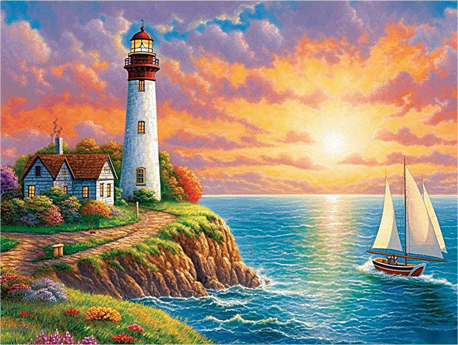 Lighthouse Paint By Numbers Kits UK MJ8432