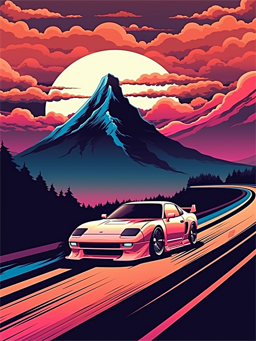 Car Diy Paint By Numbers Kits UK For Adult Kids MJ8644