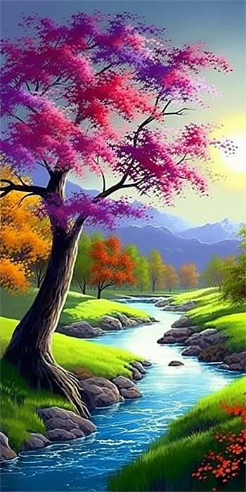 Tree Diy Paint By Numbers Kits UK For Adult Kids MJ8665