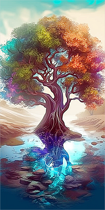 Tree Diy Paint By Numbers Kits UK For Adult Kids MJ8666