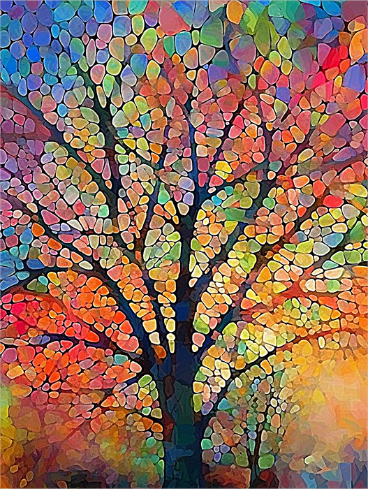 Tree Diy Paint By Numbers Kits UK For Adult Kids MJ8676