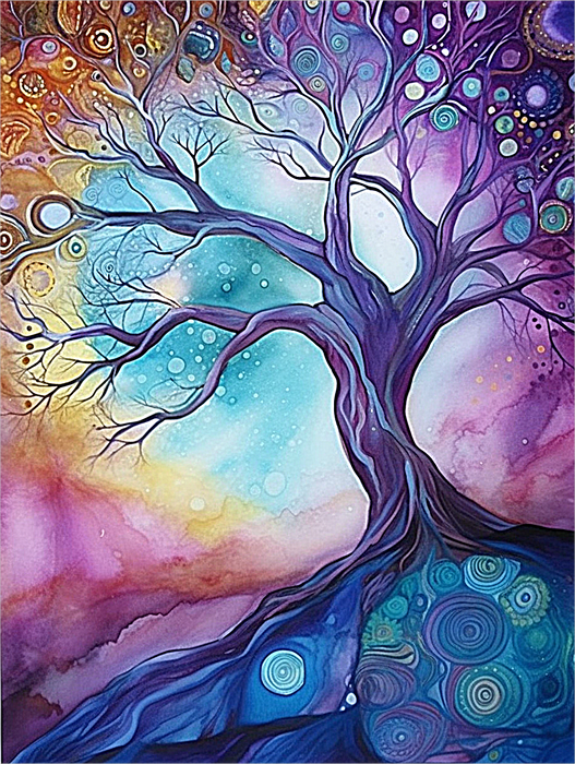 Tree Diy Paint By Numbers Kits UK For Adult Kids MJ8691