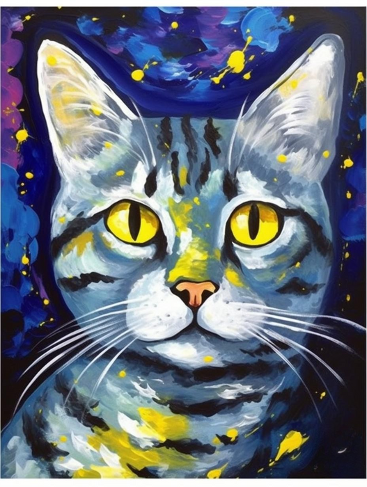 Cat Diy Paint By Numbers Kits UK For Adult Kids MJ1139