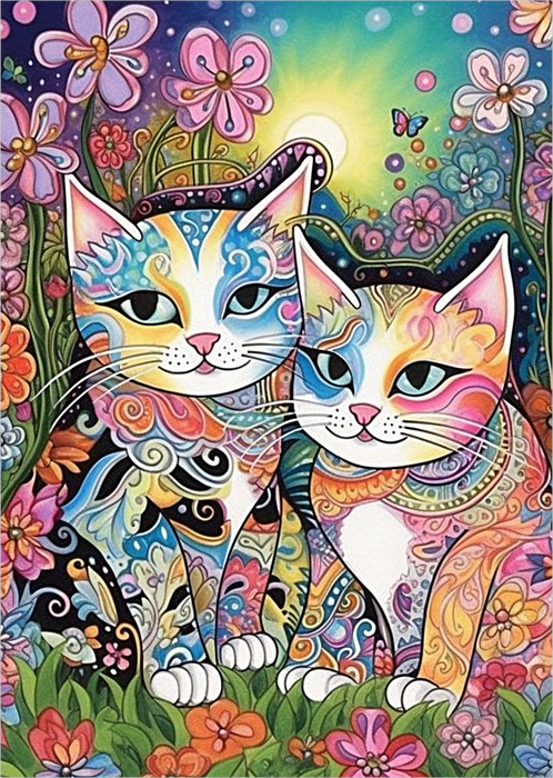 Cat Diy Paint By Numbers Kits UK For Adult Kids MJ1164