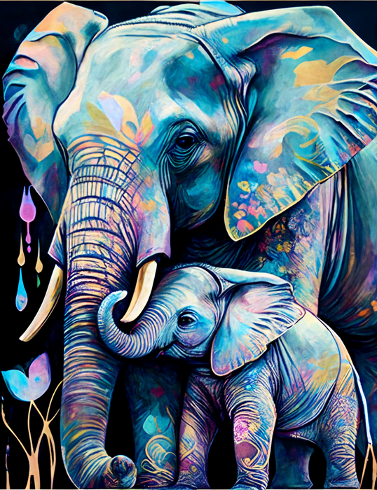 Elephant Paint By Numbers Kits UK MJ1359