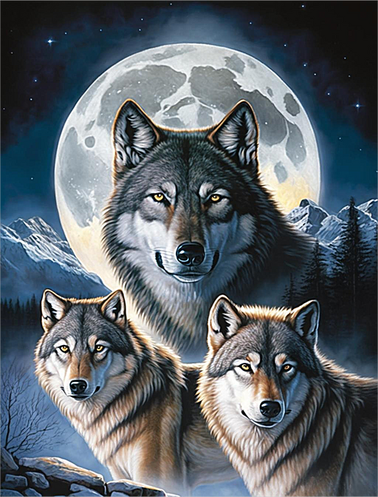 Wolf Diy Paint By Numbers Kits UK For Adult Kids MJ1444