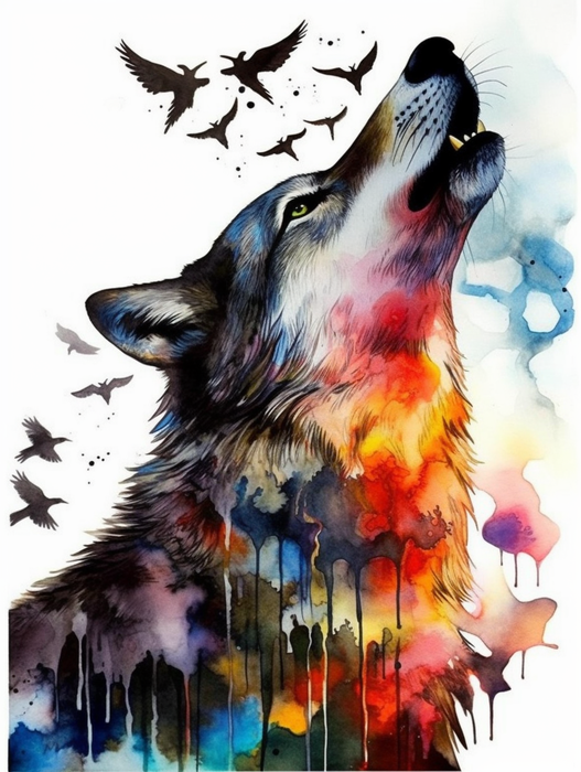 Wolf Diy Paint By Numbers Kits UK For Adult Kids MJ1465
