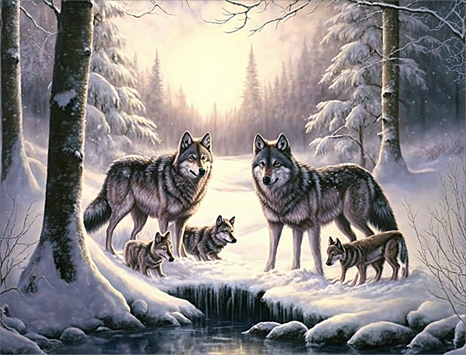 Wolf Paint By Numbers Kits UK MJ1490