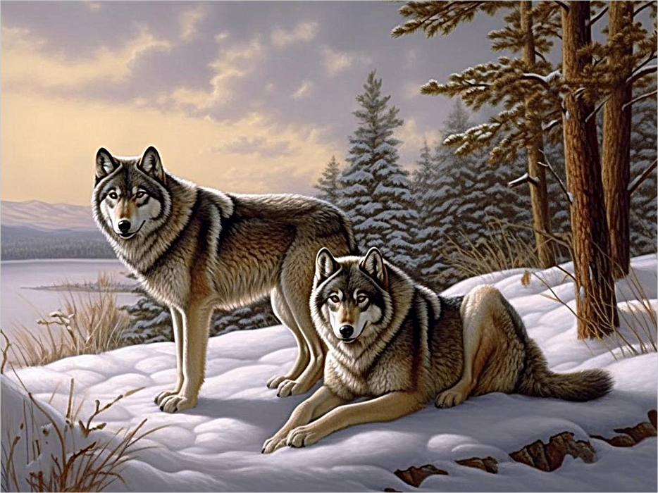 Wolf Paint By Numbers Kits UK MJ1495