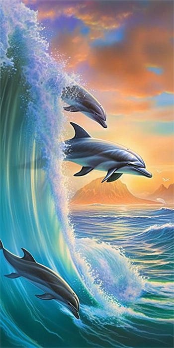 Dolphin Diy Paint By Numbers Kits UK For Adult Kids MJ1741