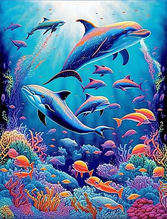 Dolphin Diy Paint By Numbers Kits UK For Adult Kids MJ1743