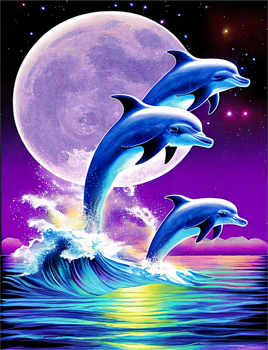 Dolphin Diy Paint By Numbers Kits UK For Adult Kids MJ1746