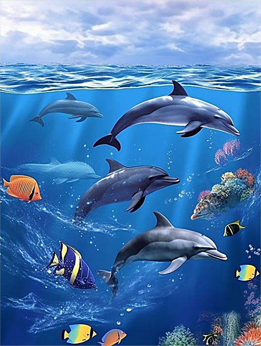 Dolphin Diy Paint By Numbers Kits UK For Adult Kids MJ1750